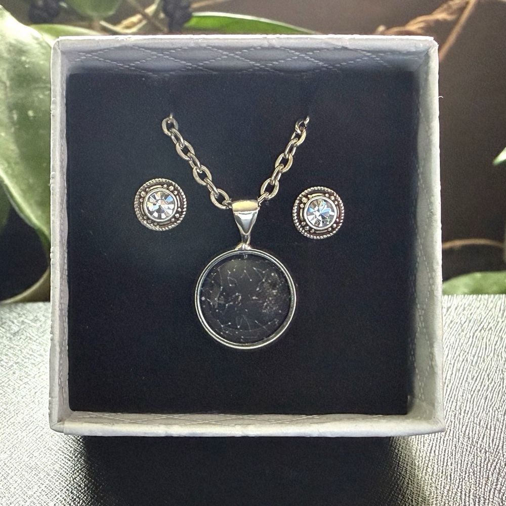 Constellation Star Sky Pendant on Silver Chain and Coordinating Pierced Earrings